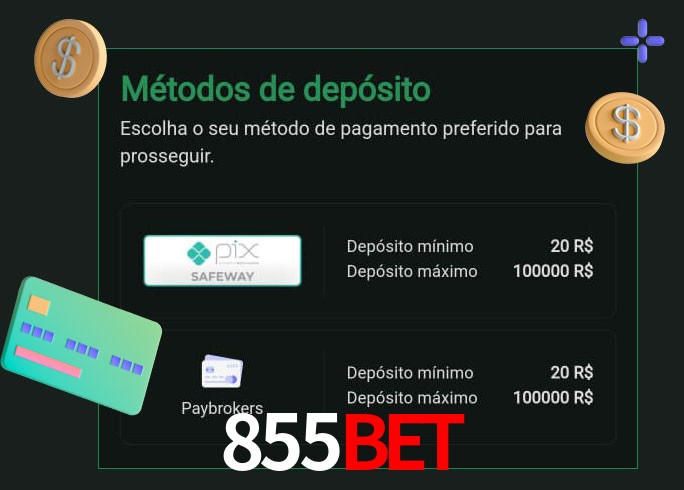 O cassino 855Bet oferece uma grande variedade de métodos de pagamento